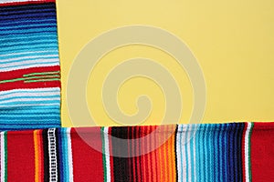 Poncho Mexican cinco de mayo rug serape fiesta traditional Mexico background with stripes copy space maya blanket minimal simple -