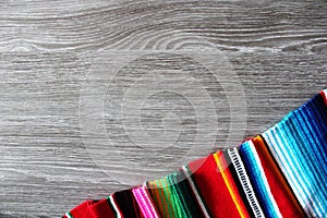 Poncho serape background Mexican cinco de mayo fiesta wooden copy space photo