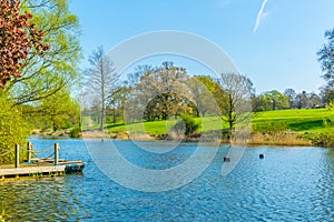 Pond in the Burghley house estate near Stamford, England