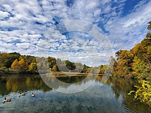 Pond and fall folliage in Hedden County Park, Dover, NJ.