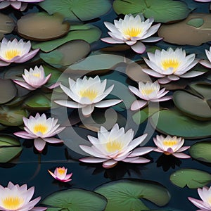 A pond filled with floating, bioluminescent water lilies that emit a soothing, melodic hum1