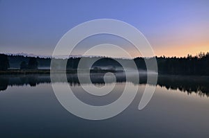 Pond with fog