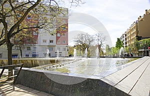 Pond and garden fountain in Plaza de Virrey Amat, Barcelona photo
