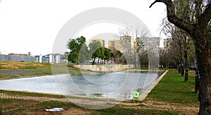 Pond in the gardens of Sant Marti de ProvenÃ§als in Barcelona