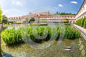 A pond with The Hercules ` Fountain at Wallenstein Garden. Prague