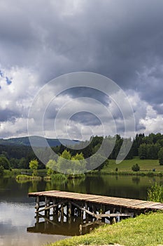 Pond near Poniatow Rudawa, Orlicke mountains, Okres Kladzko, Poland