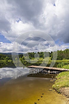 Pond near Poniatow Rudawa, Orlicke mountains, Okres Kladzko, Poland