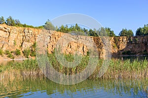 Pond in an old quarry in Grodek park in Jaworzno