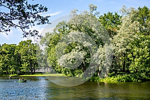 Pond in the park on Elagin Island in St. Petersburg