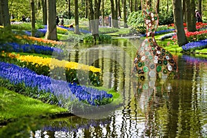 Pond in park in spring