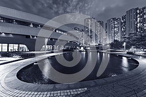 Pond of public park in Hong Kong city