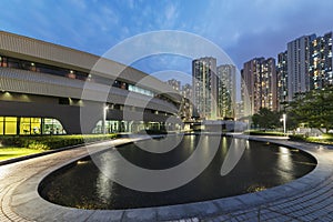 Pond of public park in Hong Kong city