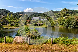 Pond Scene at the Old Mori Estate Garden in Yamaguchi, Japan