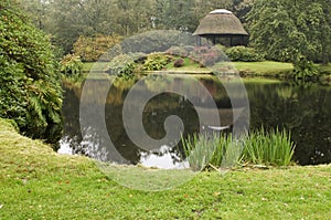Pond with small house