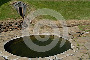 Pond of Snorri in Reykholt, Iceland