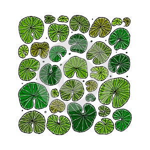 Pond square frame with lily pads leaf, top view for your design