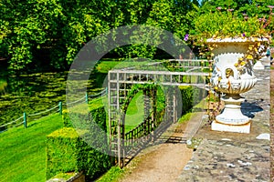 Pond at St. Fagans Castle near Welsh capital Cardiff