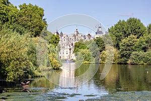 Pond in St.James Park in London.