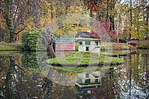 Pond with swan house in Branitz Park