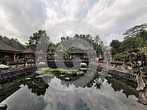 The pond at the temple with an inherent culture and very beautiful photo