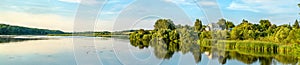 Pond on the Vablya River at Glazovo, a typical village on the Central Russian Upland. Kursk region of Russia