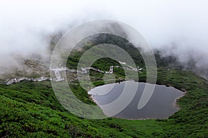Pond and Walking Path in Mountain photo