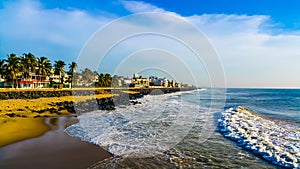 Beautiful Pondicherry coastline in India. photo