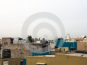 Pondicherry rooftops at sunrise