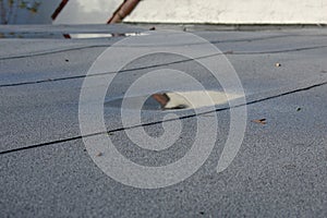 Ponding rainwater on flat roof after rain