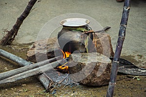 Pongal celebration in south india , Happy Thai Pongal & Makar Sankranthi, harvest festival, Thanksgiving day photo