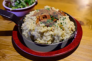 Pongauer Kasnocken Cheese Spaetzle in an Iron Pan photo