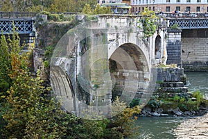 Pons Aemilius or Ponte Rotto, is the oldest Roman stone bridge. Rome. Italy photo