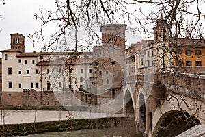 The Pons Fabricius Ponte Fabricio or Ponte dei Quattro Capi, bridge in Rome