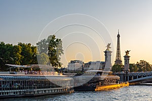 Pont Alexandre III bridge and Eiffel Tower in Paris