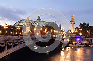 Pont Alexandre III at dusk . Paris