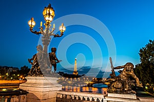 Pont Alexandre III by night paris city France