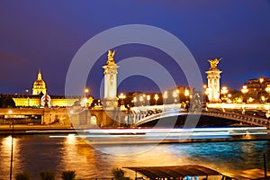 Pont Alexandre III in Paris France over Seine