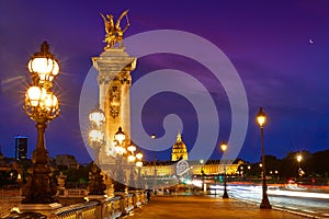 Pont Alexandre III in Paris France over Seine