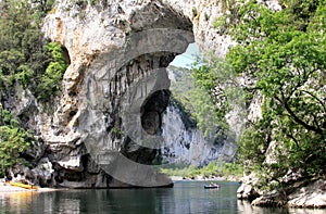 Pont d' Arc, a natural bridge in rocky France