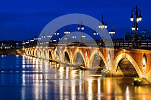 Pont de Pierre or Stone Bridge in Bordeaux, France photo