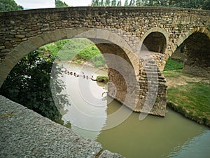 Pont de Queralt bridge over Meder river Vic photo