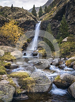 Pont de Rus Waterfall in Vall Fosca, Catalan Pyrenees photo