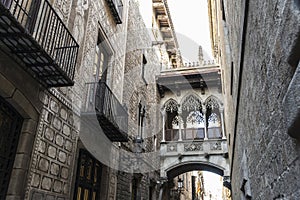 Pont del Bisbe Bishop Bridge in Barcelona, Catalonia, Spain photo