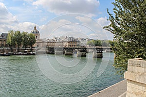 Pont des Arts through Seine. Bridge of Arts