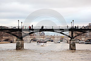 Pont des Arts, Seine river, Pont Royal in Paris photo