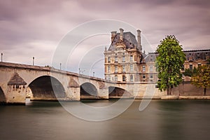 Pont du Carrousel in Paris from Seine river