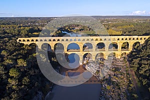 The `Pont du Gard` is an ancient Roman aqueduct bridge
