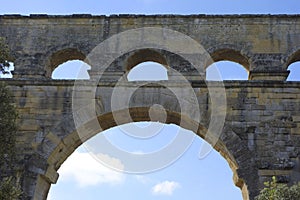 The Pont du Gard, ancient Roman aqueduct bridge build in the 1st century AD in Southern France