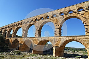 Pont du Gard, an ancient Roman aqueduct in France