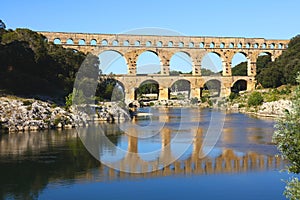 Pont du Gard, an ancient Roman aqueduct in France